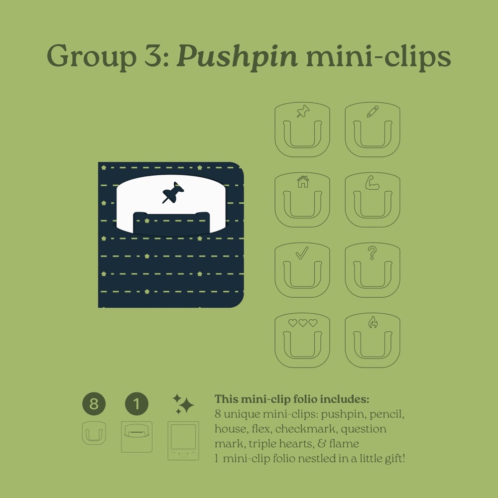Mini Clip Series 1 Folio - Group 3 "Pushpin" 8-clip pack