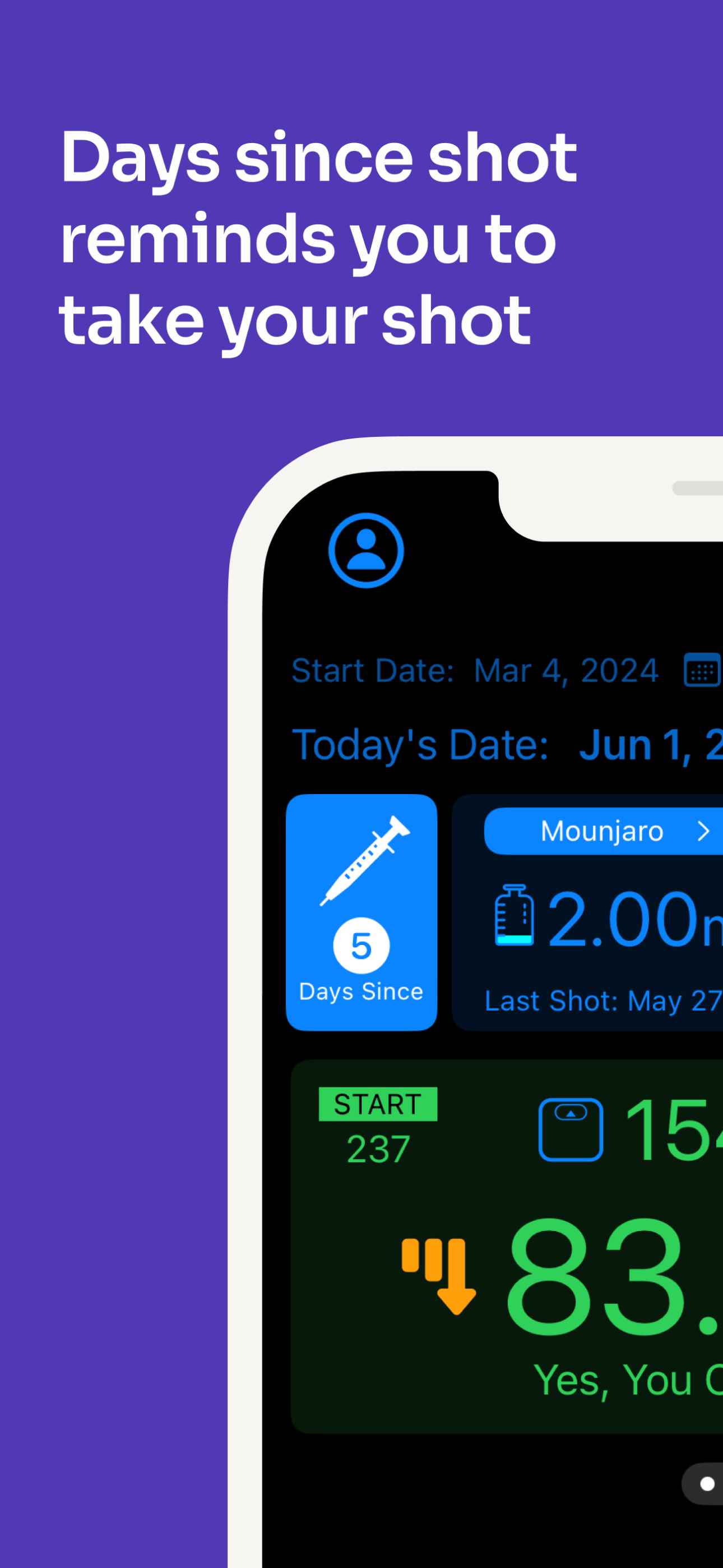 Days since shot reminds you to take your shot